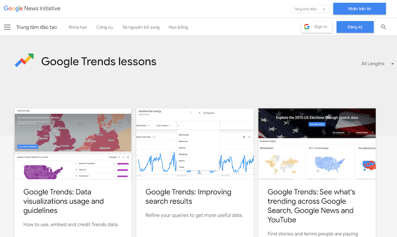 Cách tham gia các khóa học Google trends